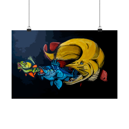 Graphic Art Print of 'the Bigger Fish' 1/1 painting