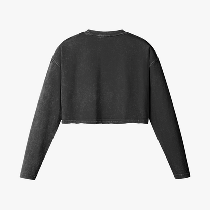 Cropped Long Sleeve Faded Black/White