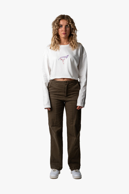 Cropped Long Sleeve White/Color