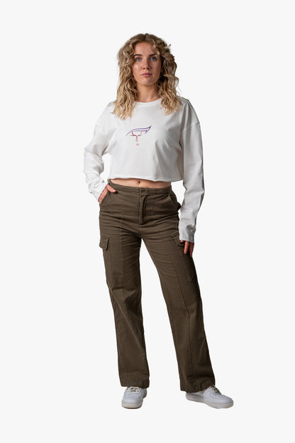 Cropped Long Sleeve White/Color